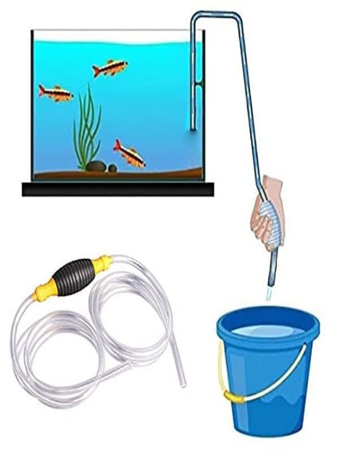 Kunya® Fish Tank Cleaner Set/Aquarium Water Changer Gravel Filter Vacuum Pump Kit Tank Sucker Siphon PVC Hose Pipe with High Flow Portable Manual Liquid Water Fish Tank Cleaner with 2 Pipe 1 Meter - Image 1